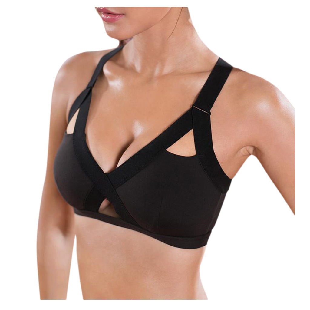 Shock-resistant underwire sports bra running stretch