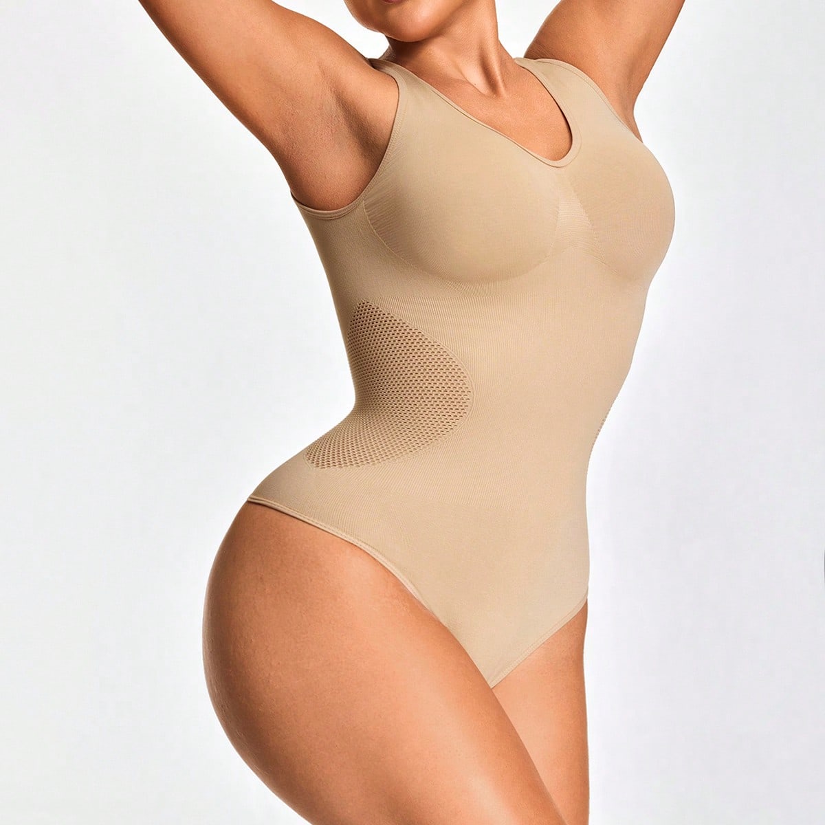 Women's Tank Top Shapewear Bodysuit - Tummy Waist Back Control With Butt-Lift Sheer Back - deyday