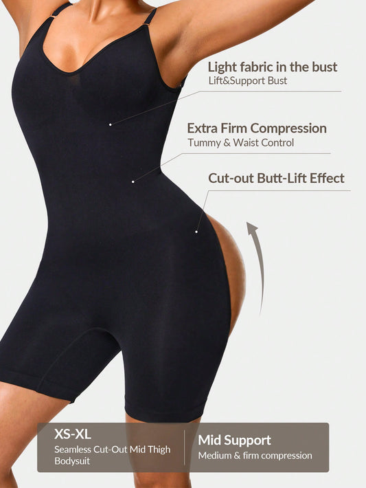 Strapless Cut-Out Mid Thigh Bodysuit - Tummy & Waist Control Shapewear With Butt-Lift Effect - deyday
