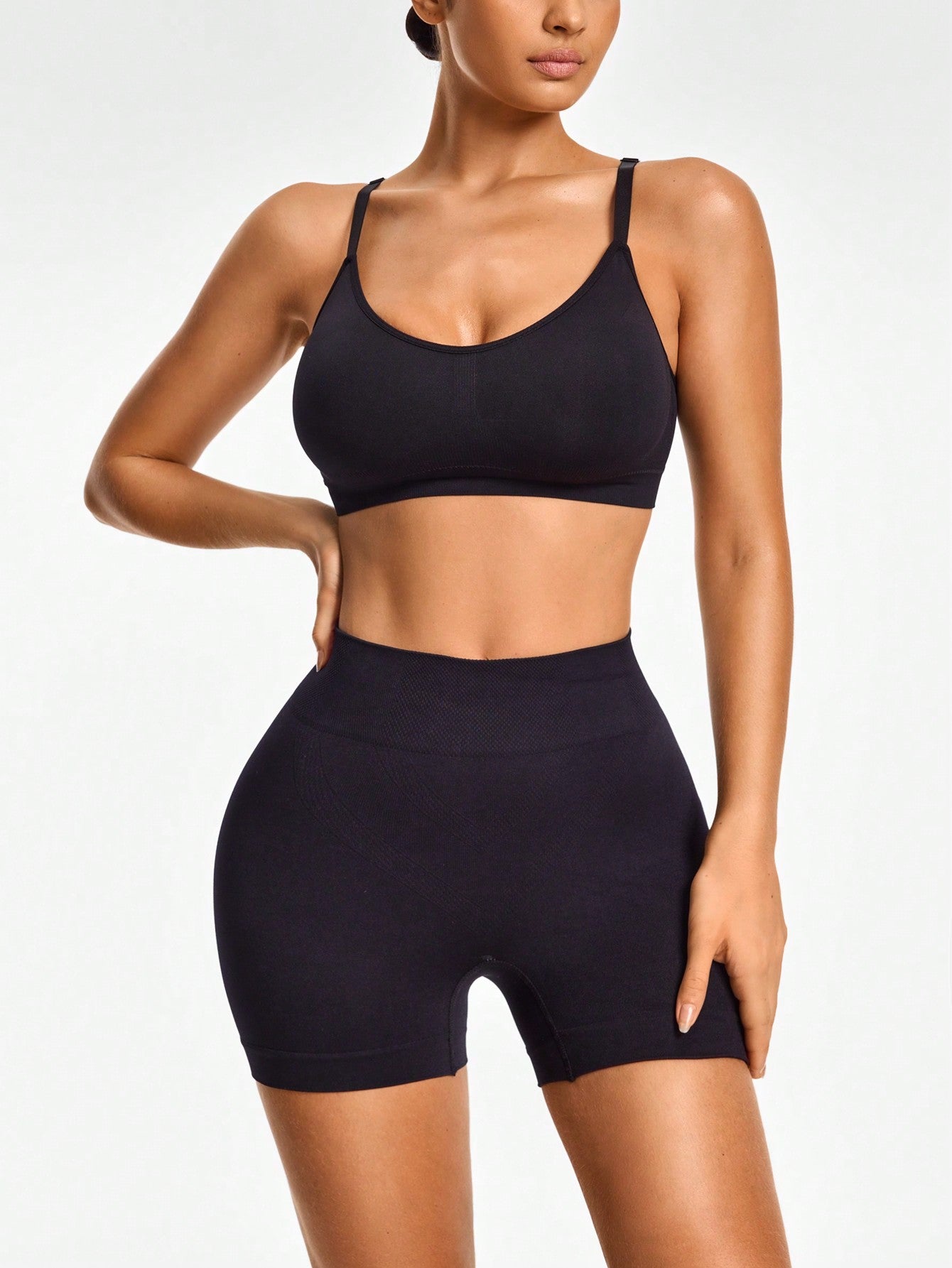 Mid-Waisted Black Shapewear Shorts - Tummy & Waist Control With Natural Butt-Lift Effect