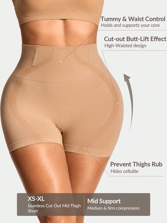 Mid-Waisted Shapewear Shorts - Tummy & Waist Control With Natural Butt-Lift Effect