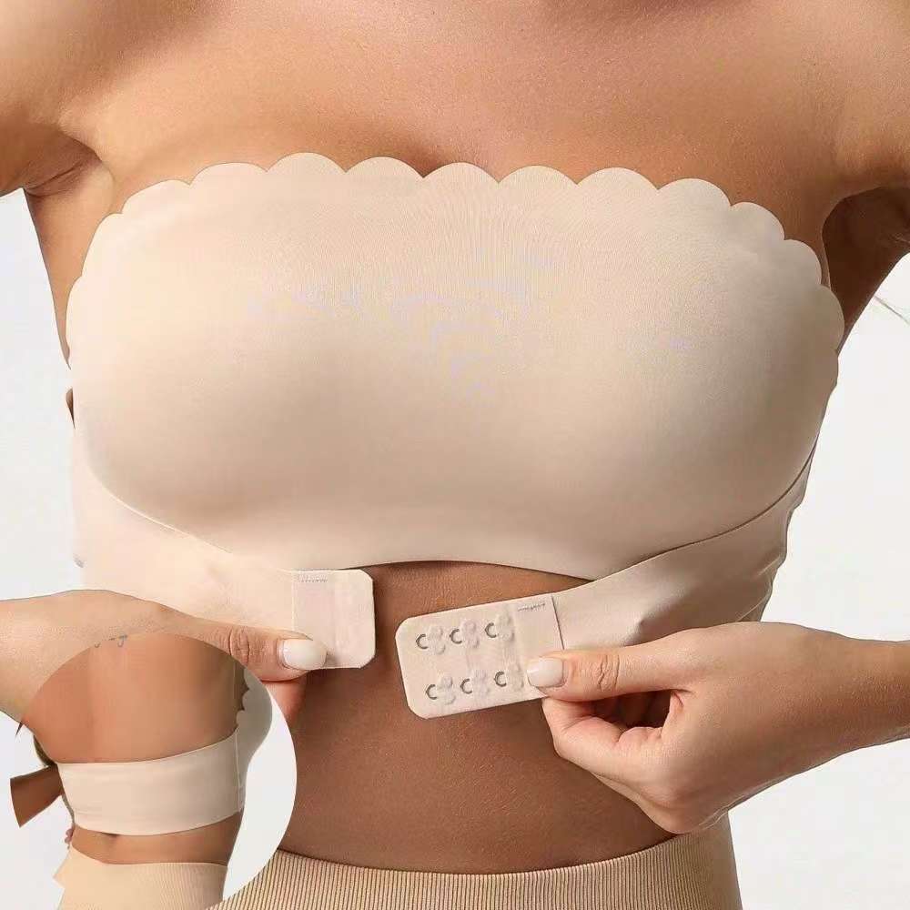 Oblique Shoulder Hollow-out Lace Band Chest Pad Naked Women Sense Seamless Bras - deyday