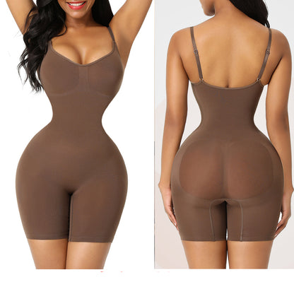 Women's Seamless Body Shaping Bodysuit Thin Elastic Body Shaping Bodysuit Wholesale Tight Tummy Tummy in brown