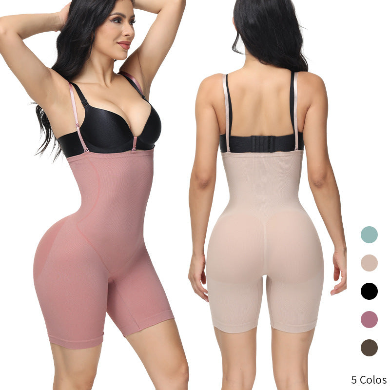 Tummy Control Panty Suspender Seamless Bodysuit displayed in multiple colors, showcasing a figure-flattering fit.