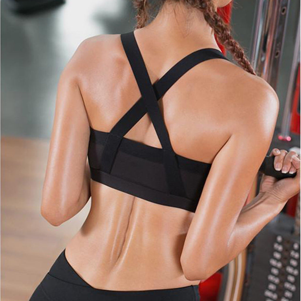 Shock-resistant underwire sports bra running stretch