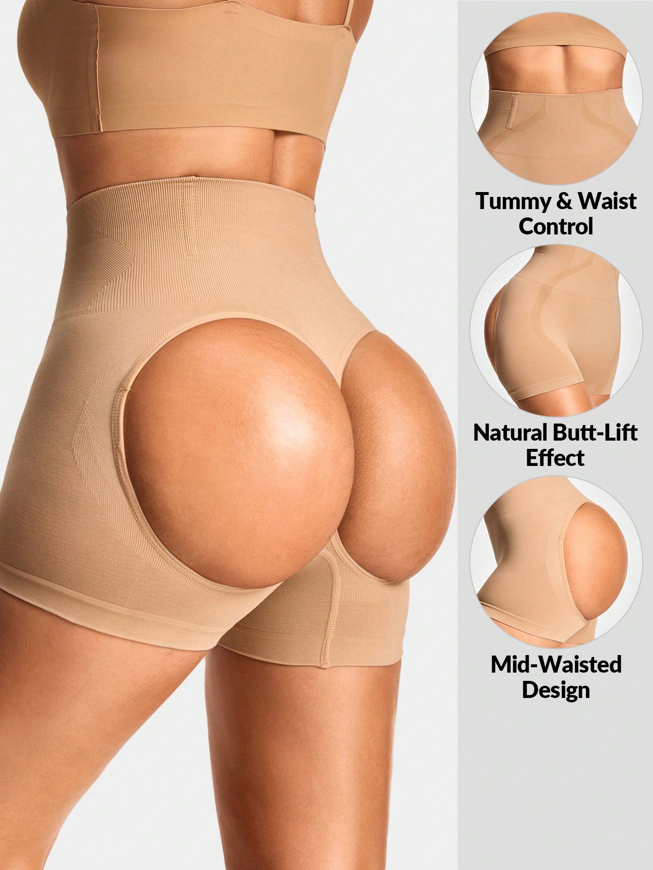 Mid-Waisted Shapewear Shorts - Tummy & Waist Control With Natural Butt-Lift Effect