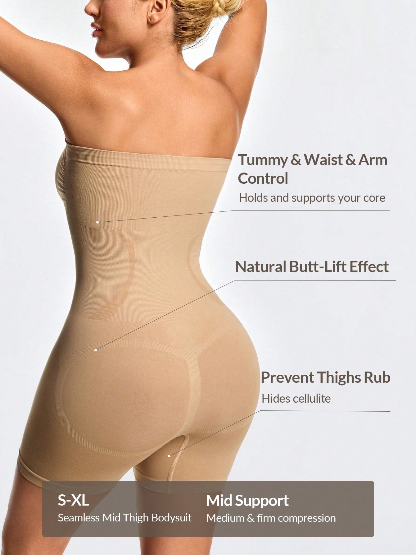 Women's Firm Control Strapless Bodysuit - Bust Support & Tummy Butt Contour - deyday