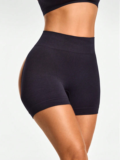 Mid-Waisted Black Shapewear Shorts - Tummy & Waist Control With Natural Butt-Lift Effect