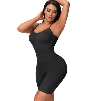 Women's Seamless Body Shaping Bodysuit Thin Elastic Body Shaping Bodysuit Wholesale Tight Tummy Tummy in black.
