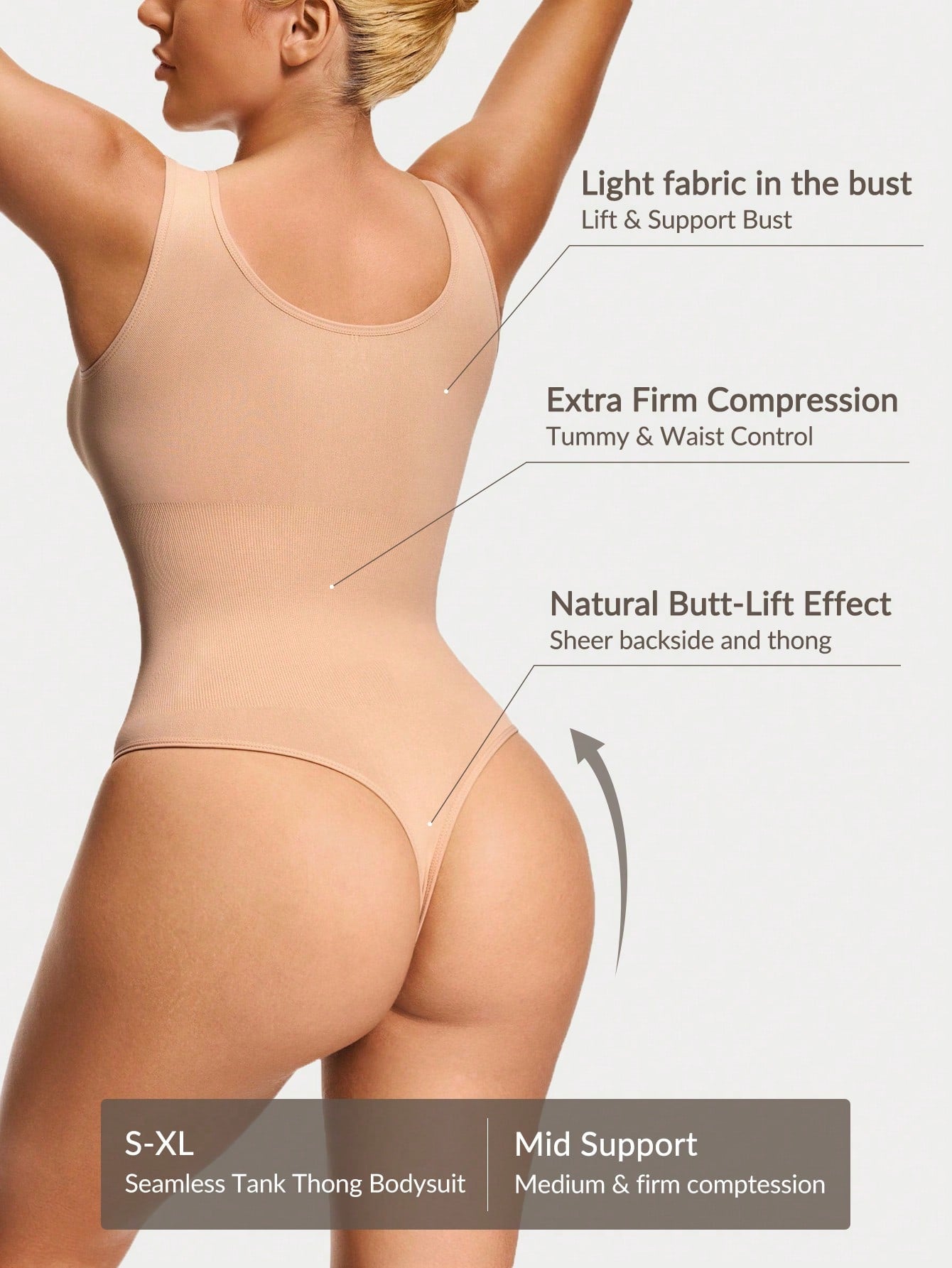 Women's Firm Control Tank Bodysuit - Bust Support & Tummy Butt Contour - deyday