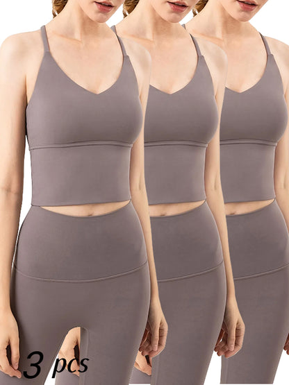 3-Pack High-Quality Yoga Bras, Supportive And Shockproof