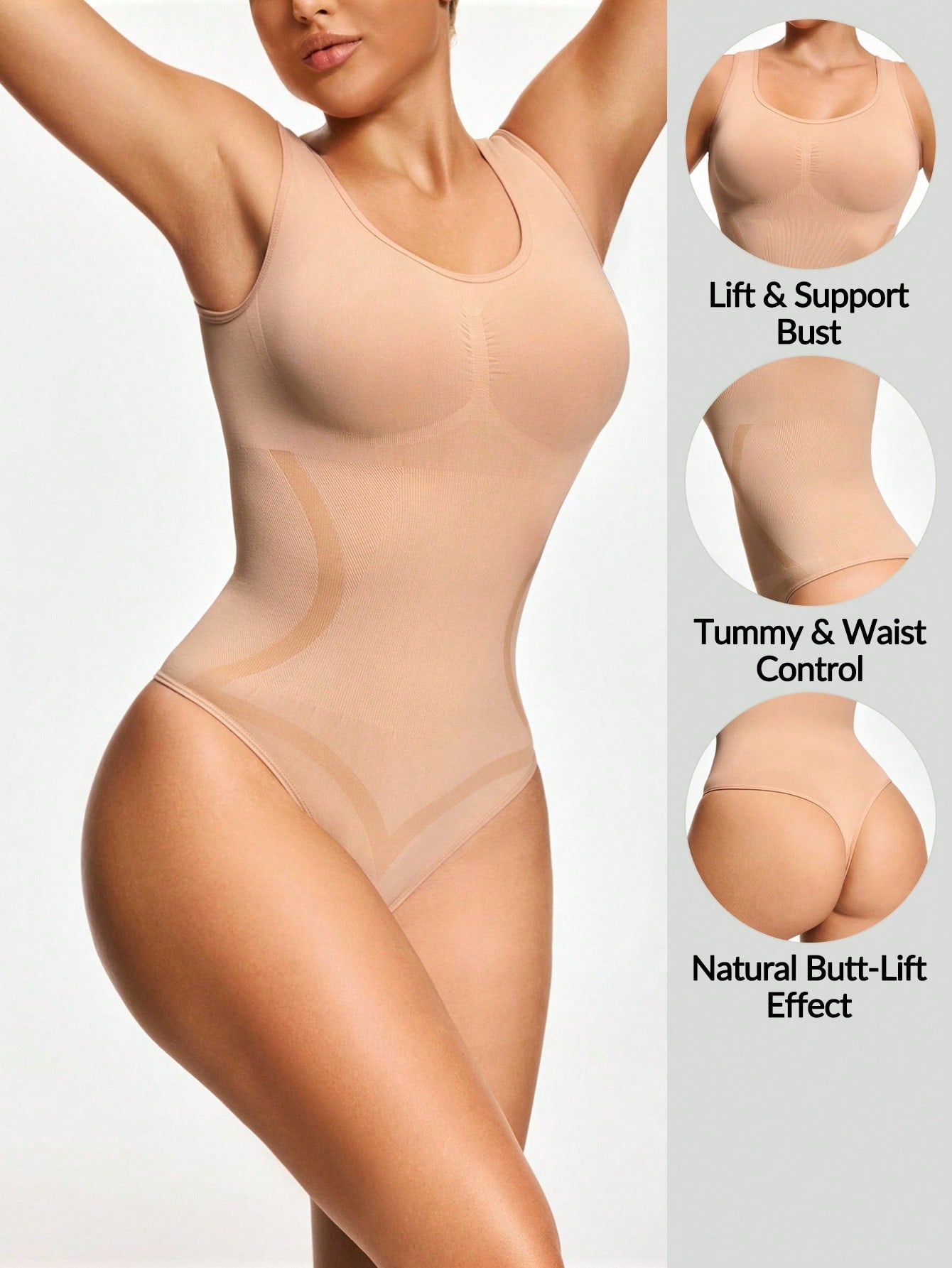 Women's Firm Control Tank Bodysuit - Bust Support & Tummy Butt Contour - deyday