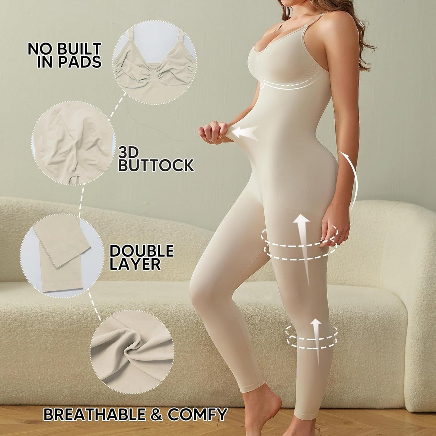 Seamless Tummy-control Waist-shaping Suspender Capri Pants In A Form-fitting One-piece Design